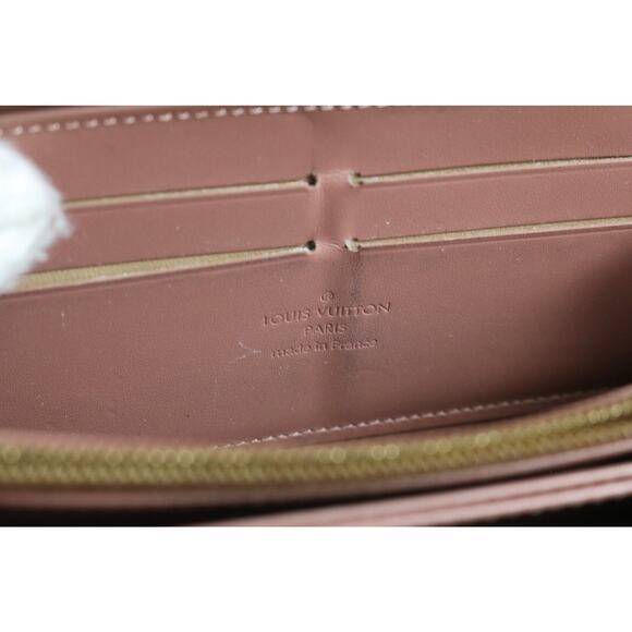 Louis Vuitton Wallet Zip Around Monogram Vernis Zippy Rose Velours Brown Italy - Picture 5 of 16